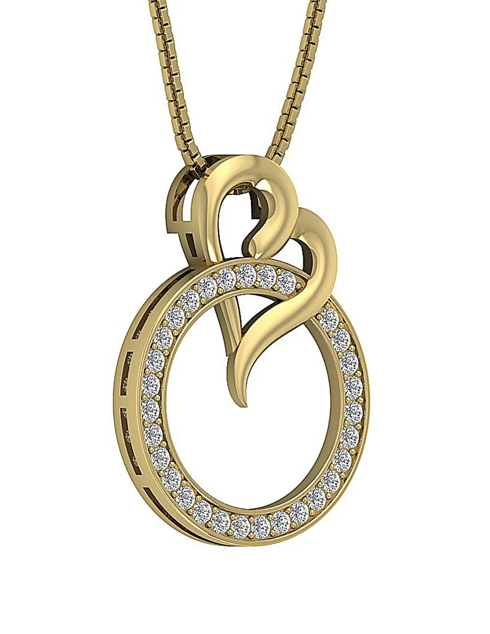 The Henry Sparkly Round Diamond Circle Heart Pendant For Loved One White Gold - Image 5