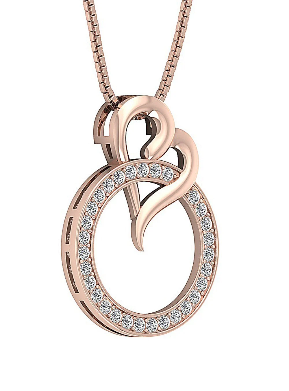 The Henry Sparkly Round Diamond Circle Heart Pendant For Loved One White Gold - Image 6