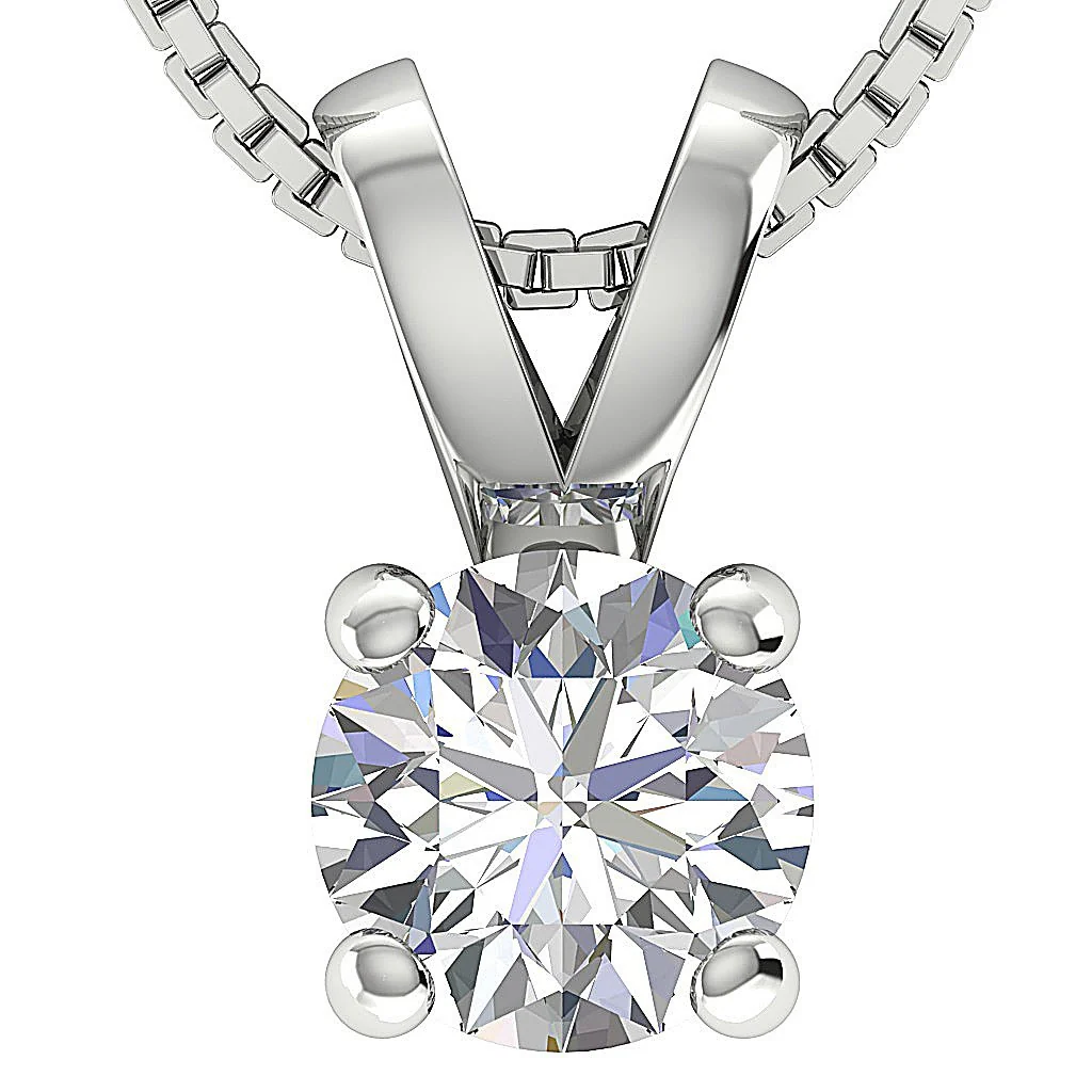 The Heritage Round Cut Lab Grown Diamond Solitaire Pendant VS F 0.50-1.00 14K Gold