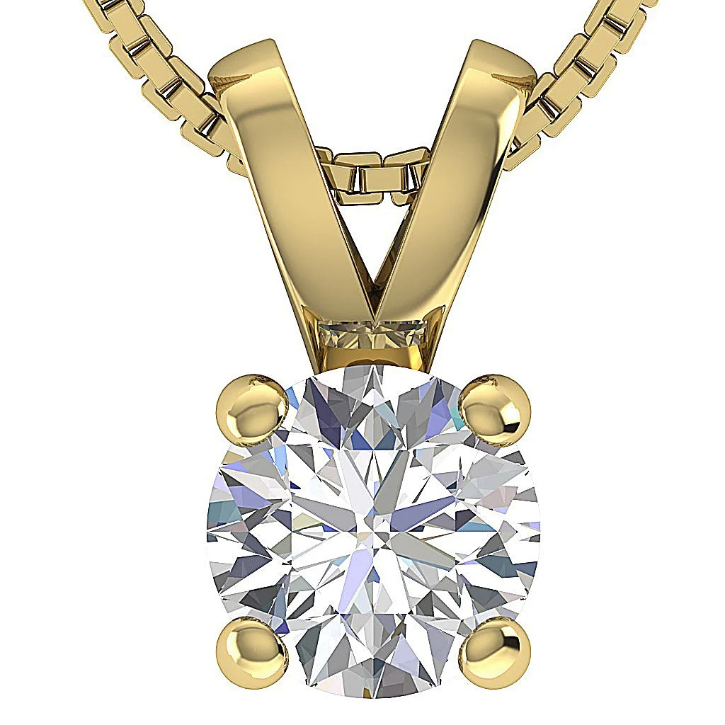 The Heritage Round Cut Lab Grown Diamond Solitaire Pendant VS F 0.50-1.00 14K Gold - Image 2