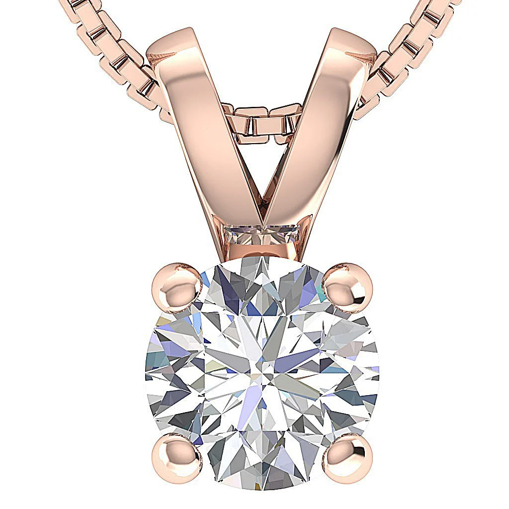 The Heritage Round Cut Lab Grown Diamond Solitaire Pendant VS F 0.50-1.00 14K Gold - Image 3