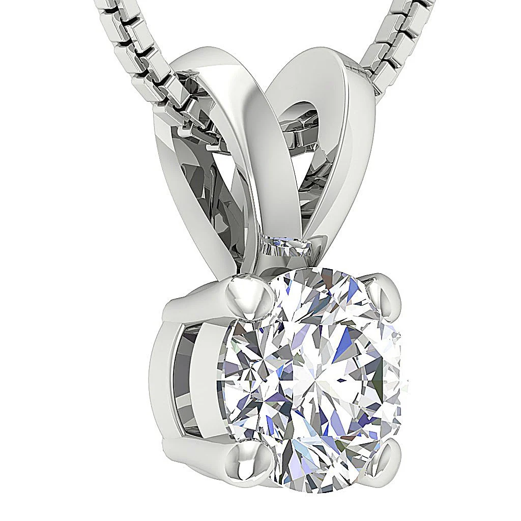 The Heritage Round Cut Lab Grown Diamond Solitaire Pendant VS F 0.50-1.00 14K Gold - Image 5