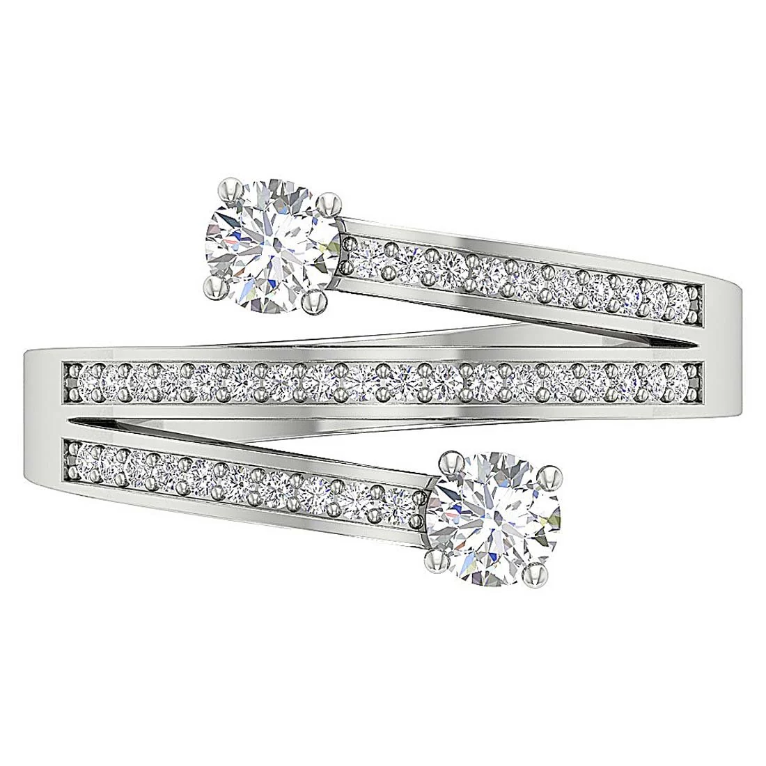 The Hezekiah Sparkly Two Big Solitaire Diamond Engagement White Gold Ring 12.10 mm - Image 6