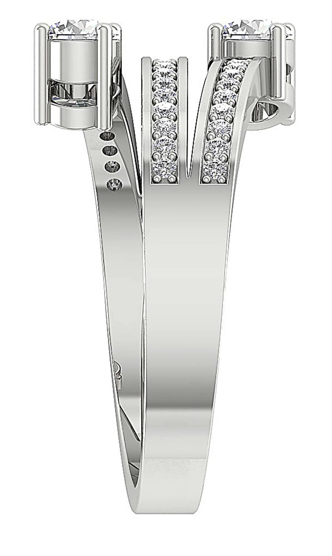 The Hezekiah Sparkly Two Big Solitaire Diamond Engagement White Gold Ring 12.10 mm - Image 8
