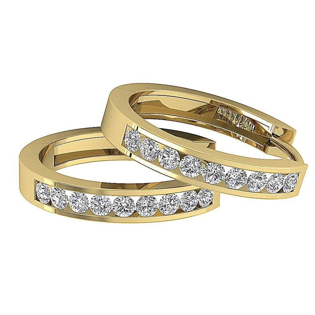 The Holden Natural Round Diamond Small Hoop Earring Channel Set 14K Solid Yellow Gold - Image 10