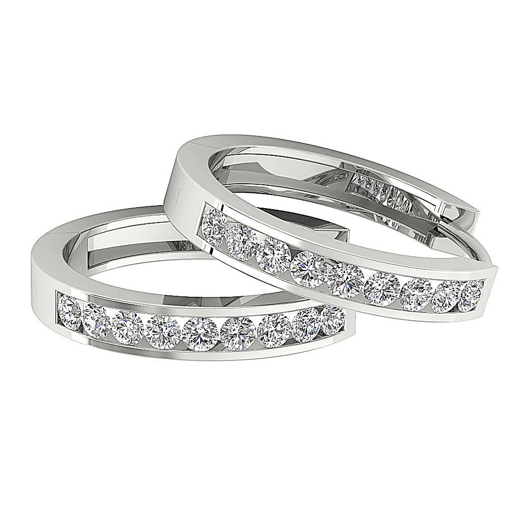 The Holden Natural Round Diamond Small Hoop Earring Channel Set 14K Solid Yellow Gold - Image 11