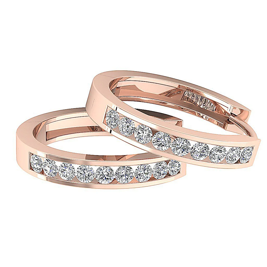 The Holden Natural Round Diamond Small Hoop Earring Channel Set 14K Solid Yellow Gold - Image 12