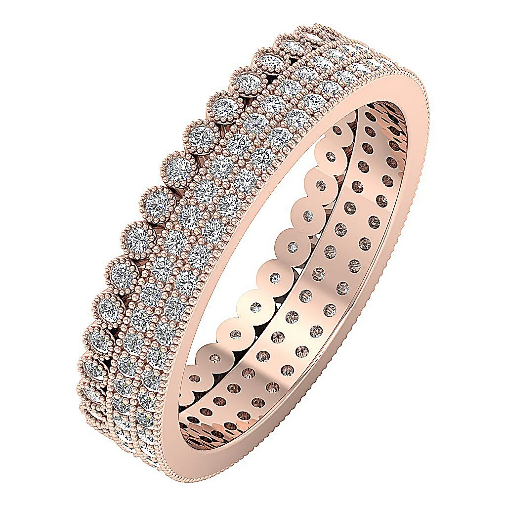 The Holden Milgrain Designer Eternity Natural Diamond Wedding Ring Prong & Bezel Set - Image 3