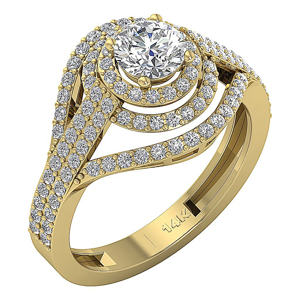 The Houston Double Halo Solitaire Anniversary 14k Rose Gold Natural Diamond Ring - Image 3