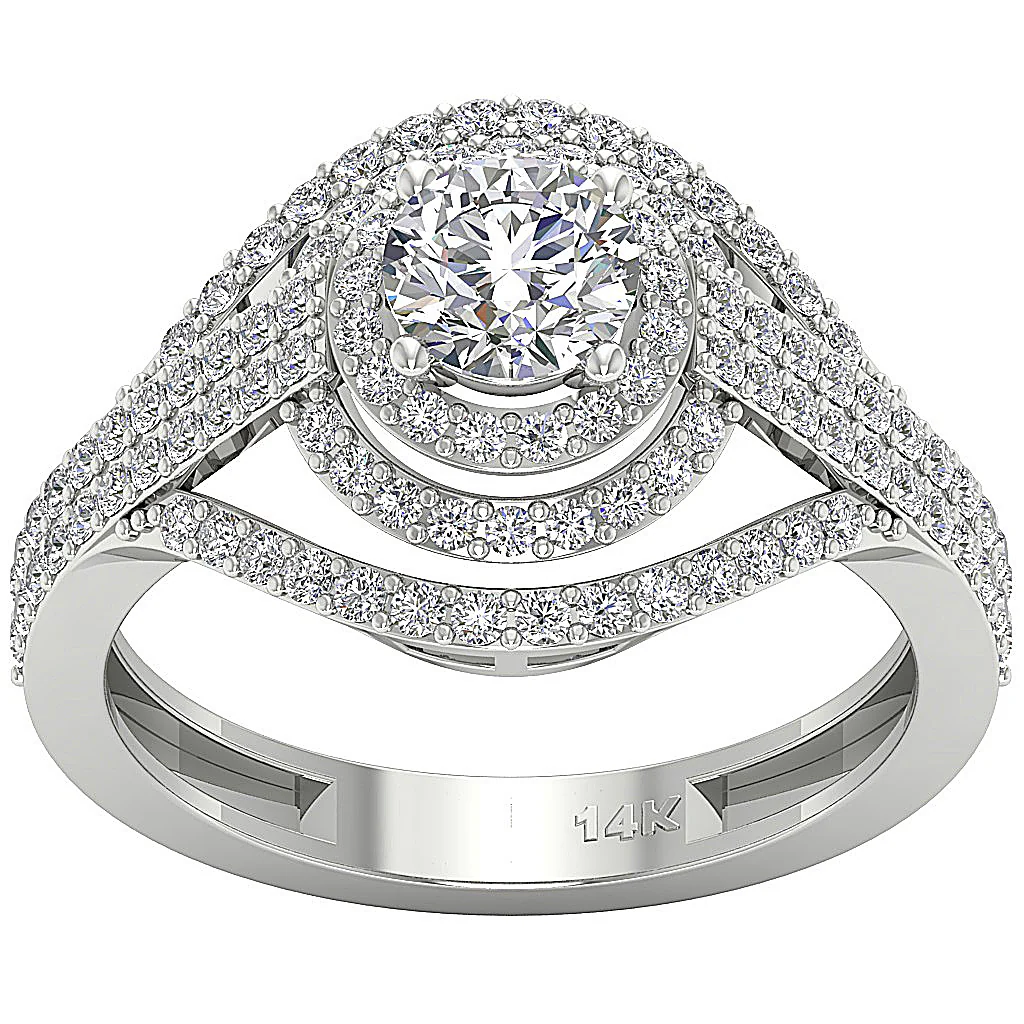 The Houston Double Halo Solitaire Anniversary 14k Rose Gold Natural Diamond Ring - Image 4