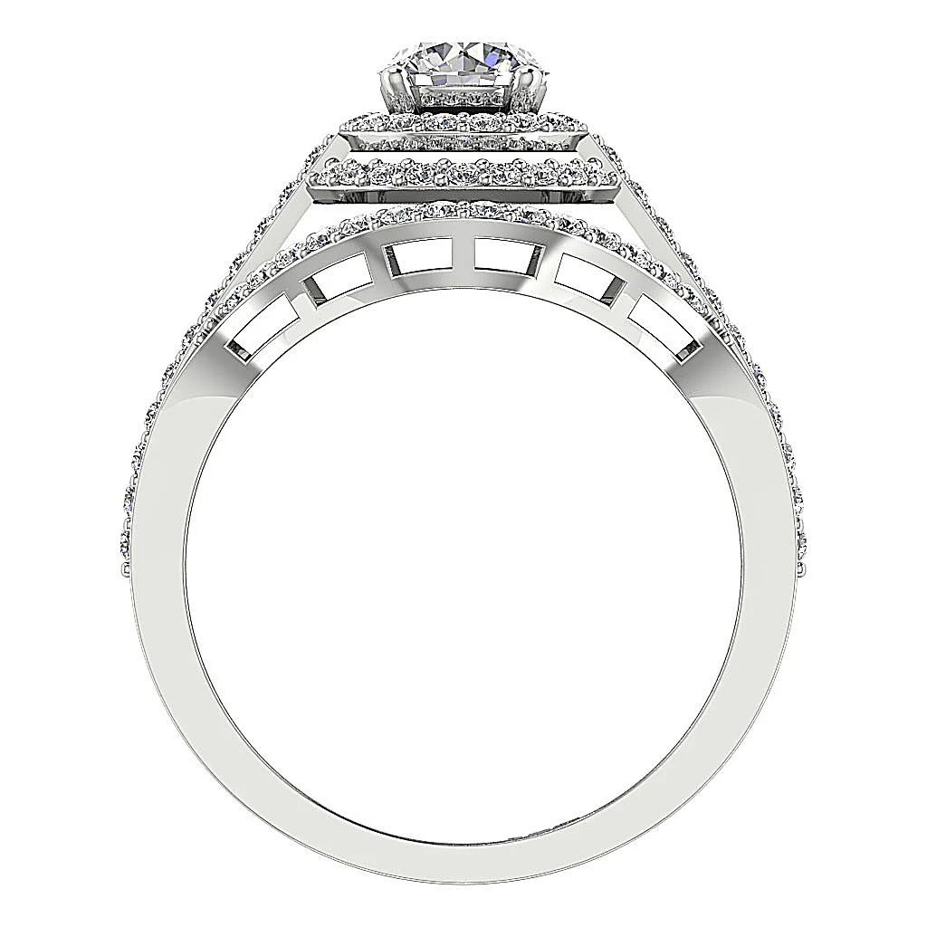 The Houston Double Halo Solitaire Anniversary 14k Rose Gold Natural Diamond Ring - Image 5