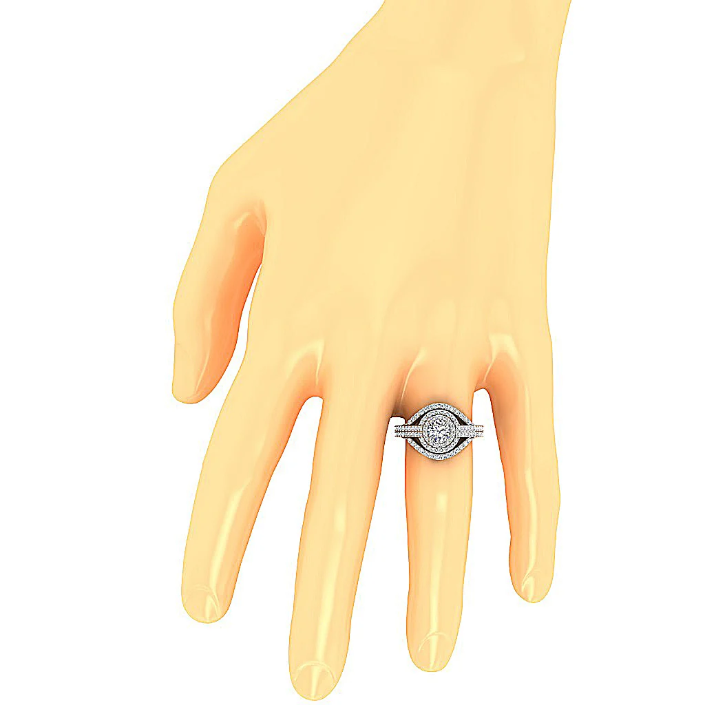 The Houston Double Halo Solitaire Anniversary 14k Rose Gold Natural Diamond Ring - Image 7