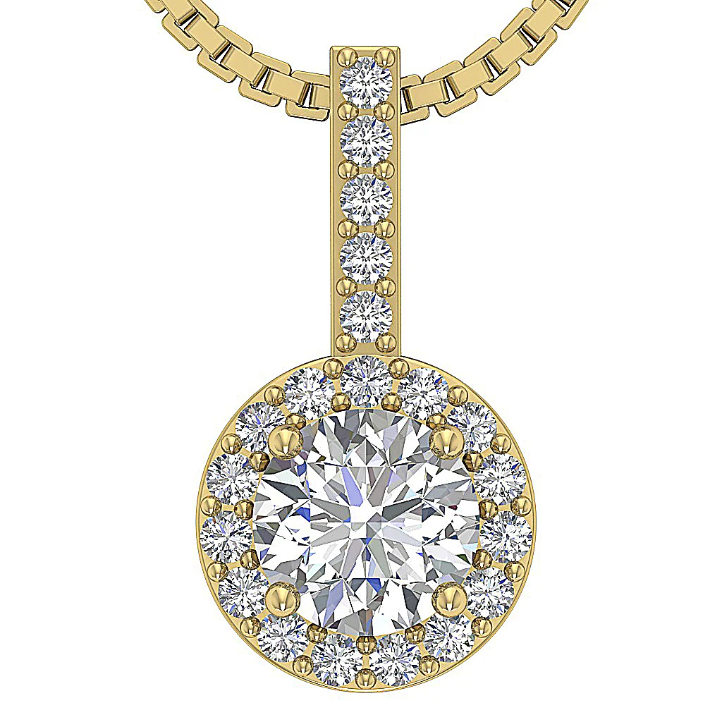 The Hudson Halo Solitaire Round Diamond Cluster Pendant Prong Set Rose Gold - Image 4