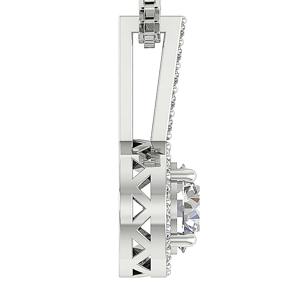 The Hudson Halo Solitaire Round Diamond Cluster Pendant Prong Set Rose Gold - Image 7