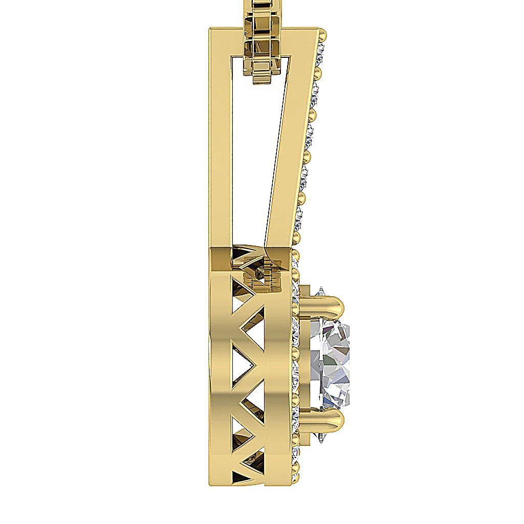 The Hudson Halo Solitaire Round Diamond Cluster Pendant Prong Set Rose Gold - Image 8