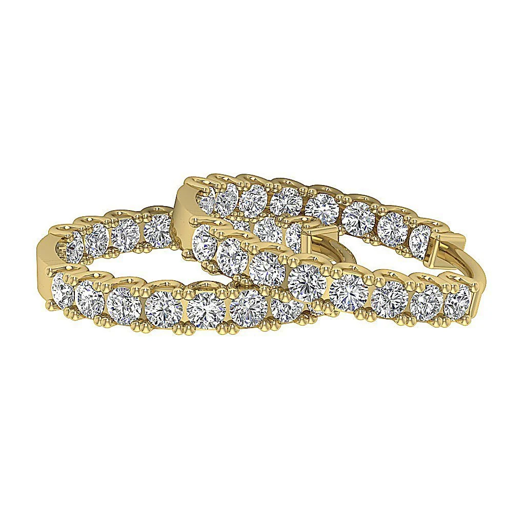 The Hunter Prong Set Round Cut Diamond Hoops Earring For Her 14K Rose Gold - Image 11