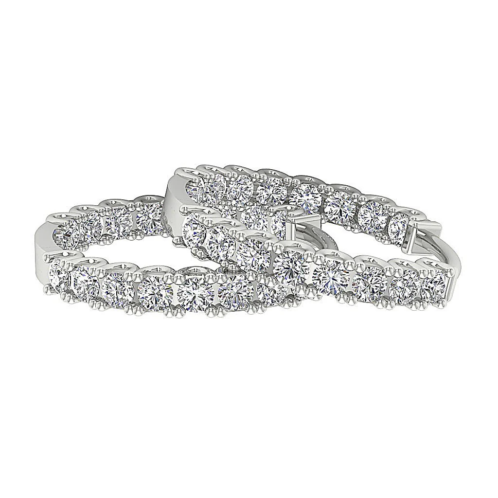 The Hunter Prong Set Round Cut Diamond Hoops Earring For Her 14K Rose Gold - Image 12