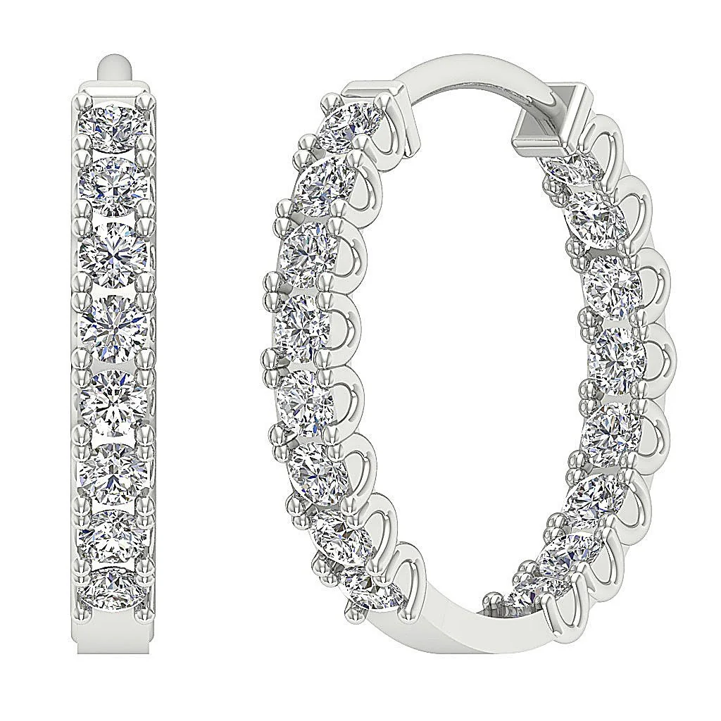 The Hunter Prong Set Round Cut Diamond Hoops Earring For Her 14K Rose Gold - Image 6