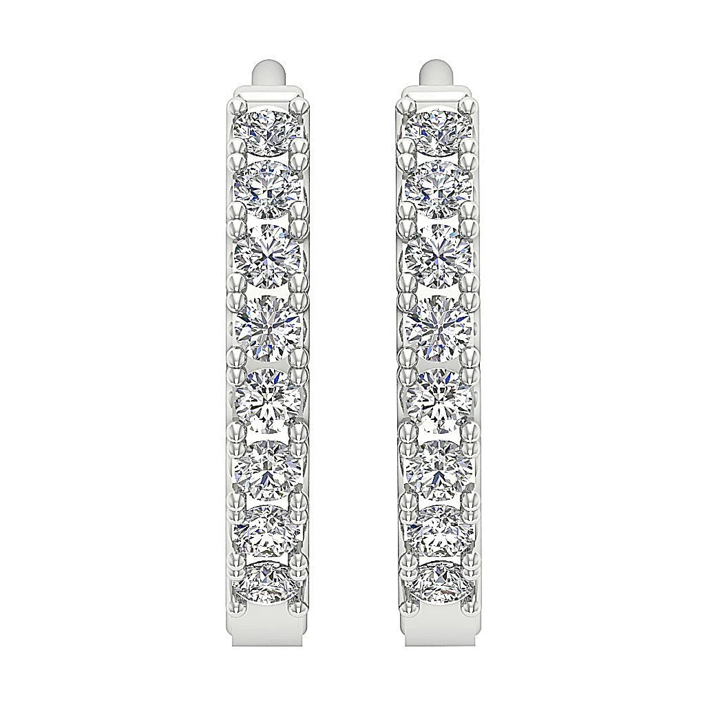 The Hunter Prong Set Round Cut Diamond Hoops Earring For Her 14K Rose Gold - Image 8