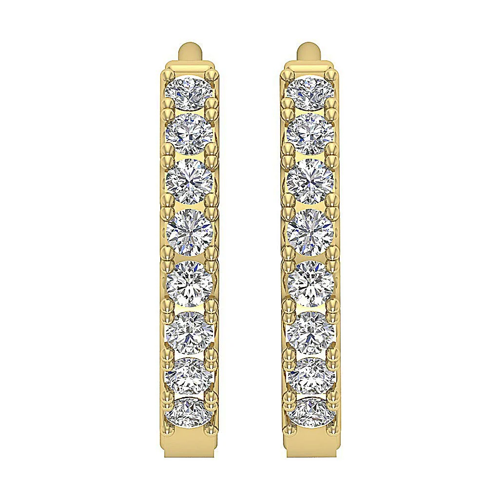 The Hunter Prong Set Round Cut Diamond Hoops Earring For Her 14K Rose Gold - Image 9