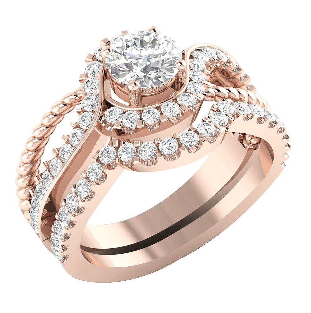 The Hunter Beautiful Bridal Anniversary Ring Set 14k Yellow Gold Natural Diamond For Her - Image 3