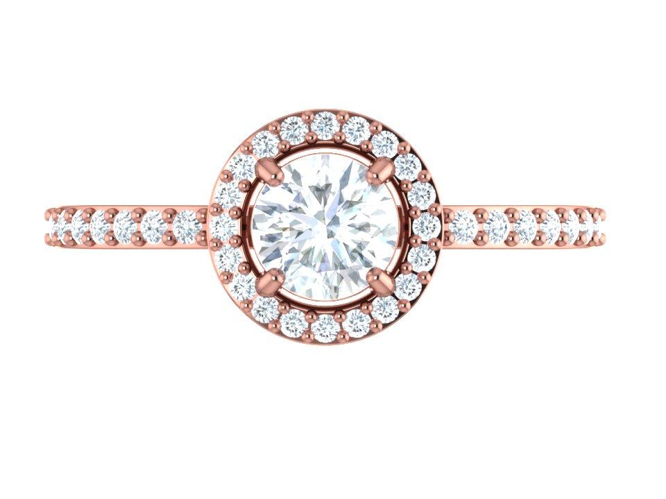 The Hunter Halo Engagement Solitaire Ring Sparkly Round Diamond 14K Rose Gold - Image 3