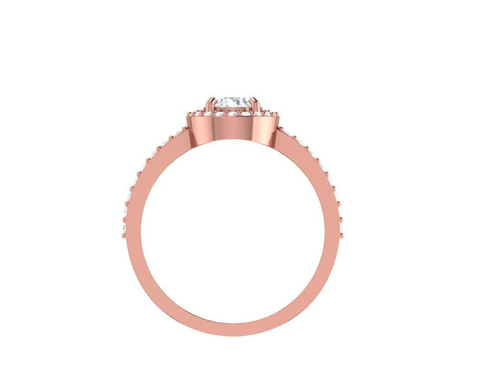 The Hunter Halo Engagement Solitaire Ring Sparkly Round Diamond 14K Rose Gold - Image 4