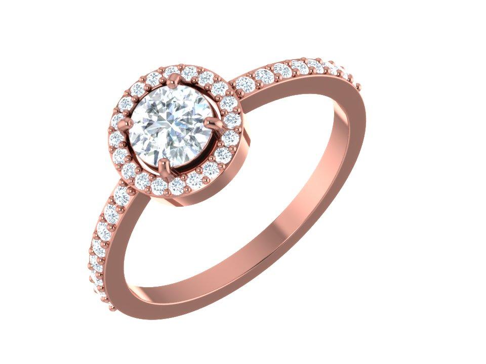 The Hunter Halo Engagement Solitaire Ring Sparkly Round Diamond 14K Rose Gold - Image 5