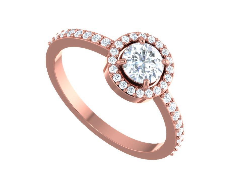 The Hunter Halo Engagement Solitaire Ring Sparkly Round Diamond 14K Rose Gold - Image 6