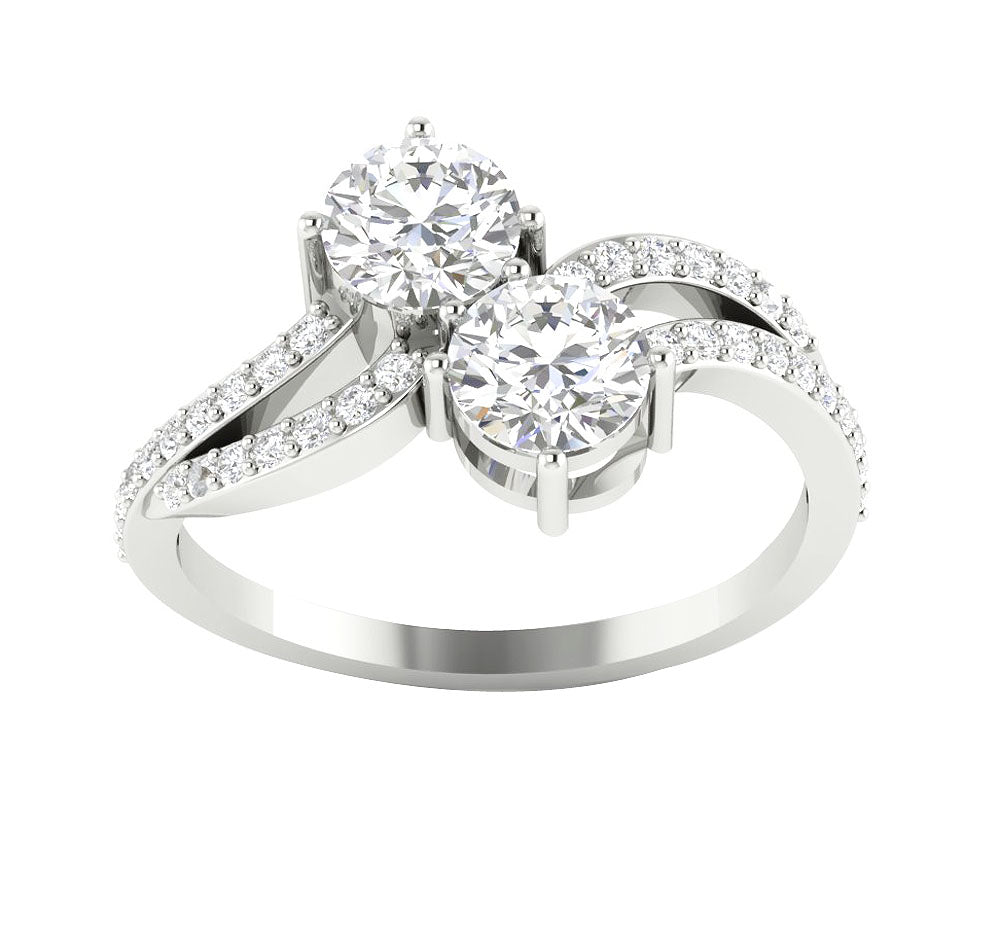 The Huxley Beautiful Two Stone Natural Diamond Anniversary Ring For Her 10.80 mm - Image 4