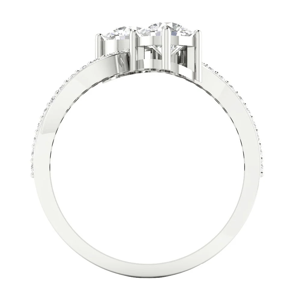 The Huxley Beautiful Two Stone Natural Diamond Anniversary Ring For Her 10.80 mm - Image 5