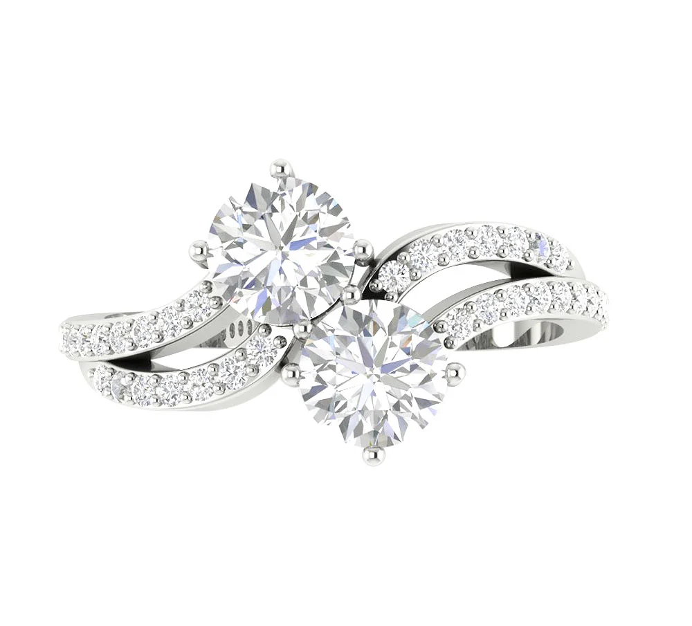 The Huxley Beautiful Two Stone Natural Diamond Anniversary Ring For Her 10.80 mm - Image 6