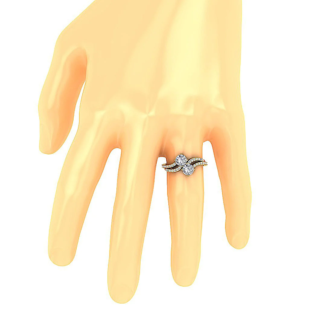 The Huxley Beautiful Two Stone Natural Diamond Anniversary Ring For Her 10.80 mm - Image 7