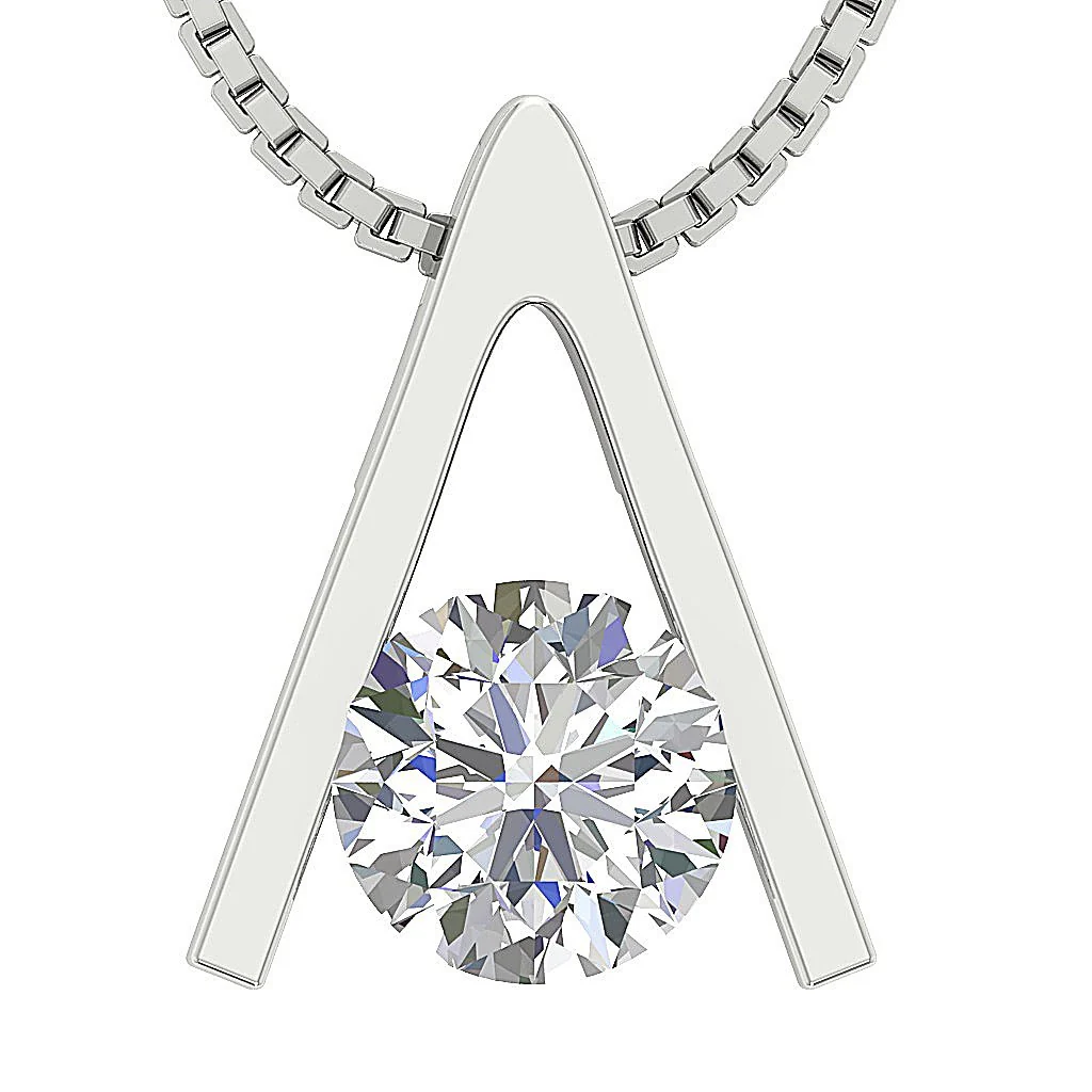 I1/SI1 G 0.25Ct Round Diamond Solitaire Pendant Necklace Bar Set White Yellow Rose Gold