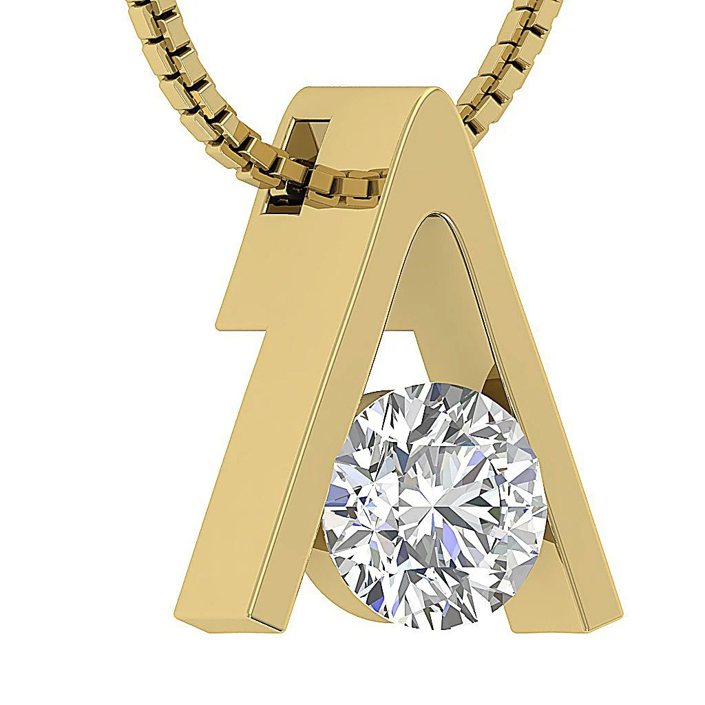 I1/SI1 G 0.25Ct Round Diamond Solitaire Pendant Necklace Bar Set White Yellow Rose Gold - Image 6