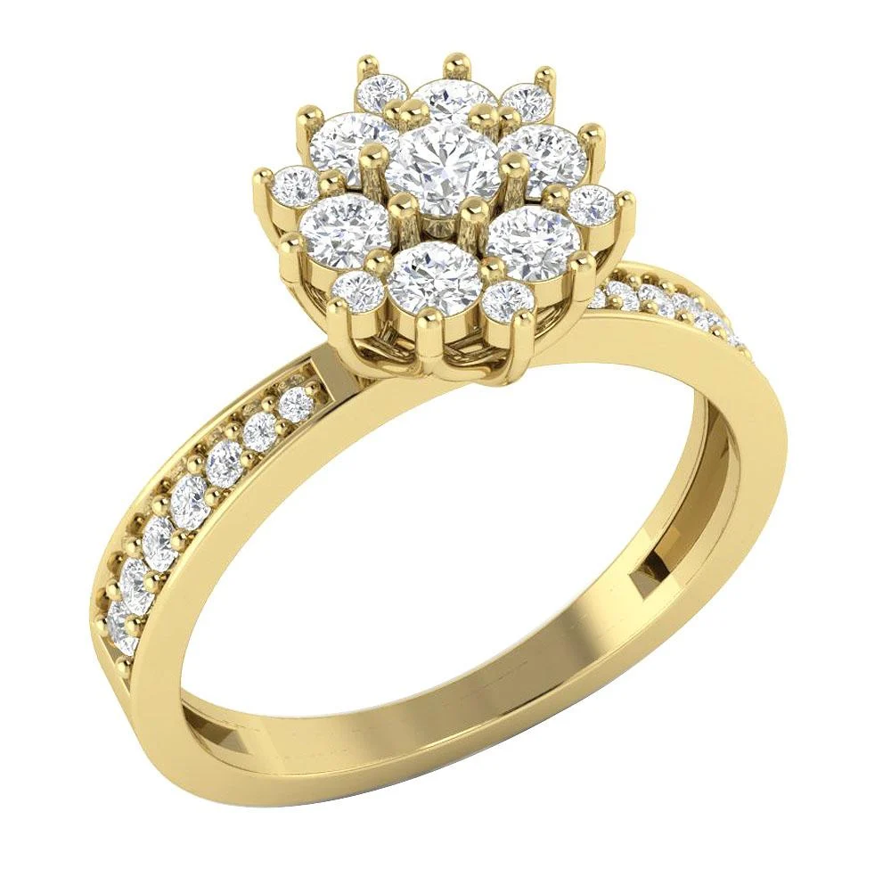 The Ignacio Round Brilliant Cut Diamond Engagement Wedding Ring Prong Set 14K Gold - Image 4