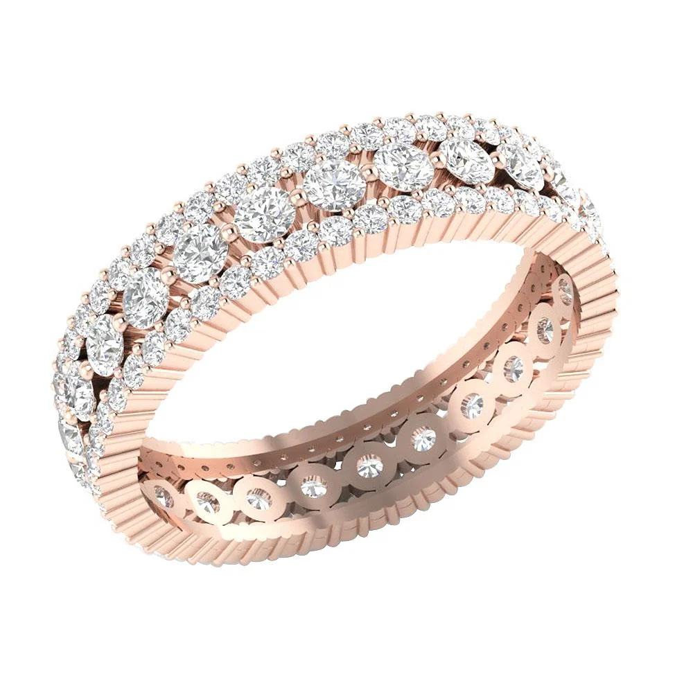 The Iker Sparkly Natural Diamond Eternity Wedding Ring For Her Yellow Gold - Image 3