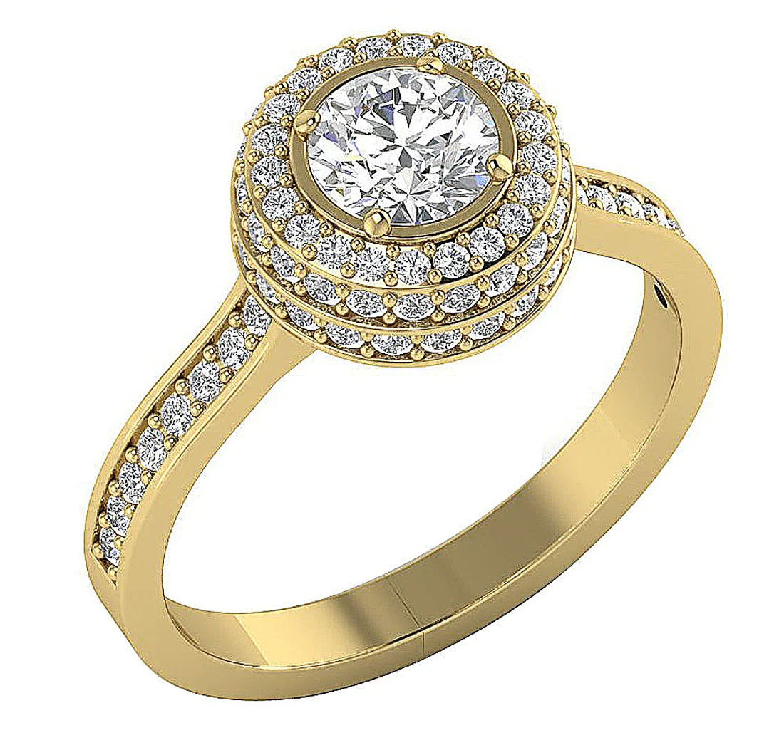 The Imran Halo Engagement Solitaire Ring Round Brilliant Cut Diamond 14K White Gold - Image 3