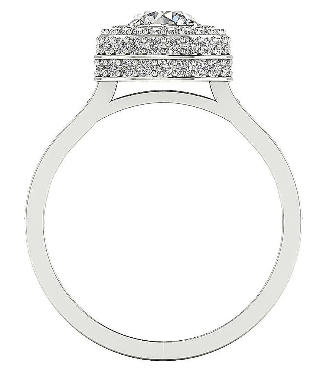 The Imran Halo Engagement Solitaire Ring Round Brilliant Cut Diamond 14K White Gold - Image 5