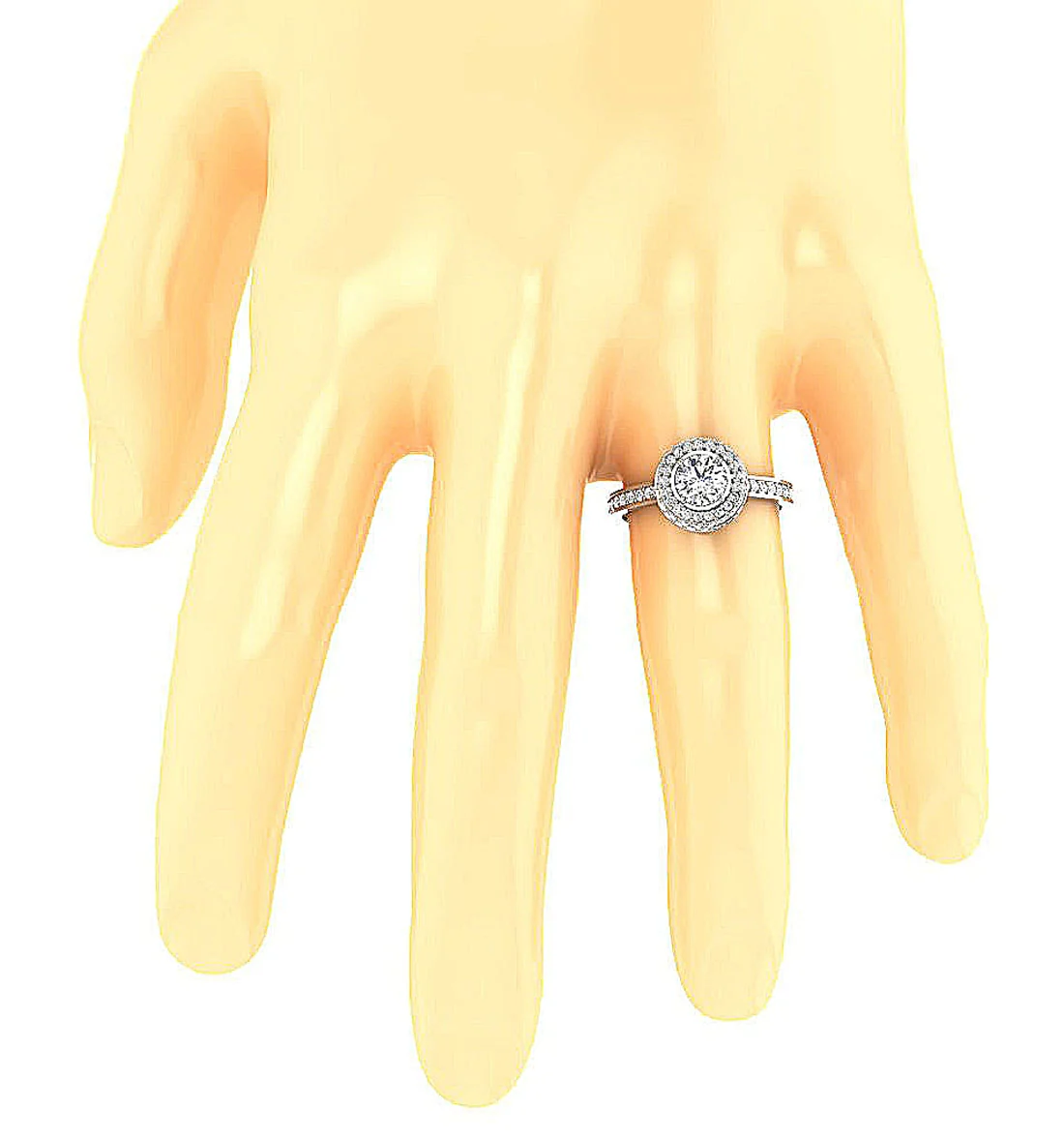 The Imran Halo Engagement Solitaire Ring Round Brilliant Cut Diamond 14K White Gold - Image 7