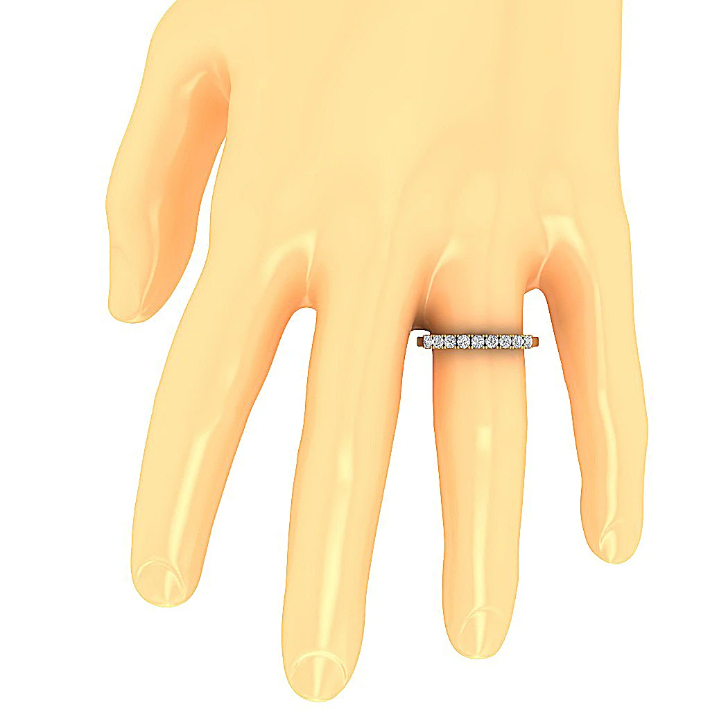 The India Round Brilliant Diamond 14K Solid Gold Anniversary Wedding Ring - Image 5