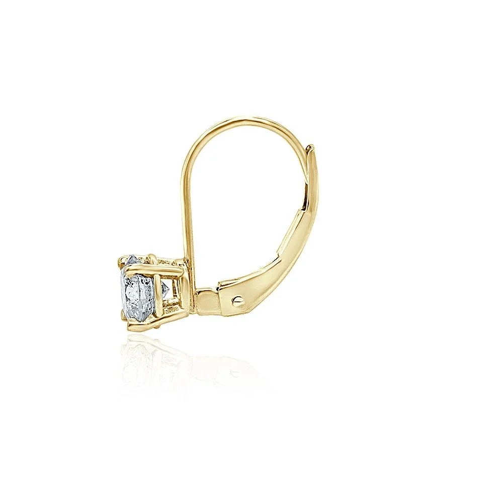 Natural Round Cut Diamond Gold Lever Back I1 G 0.80Ct Solitaire Studs Earring - Image 9