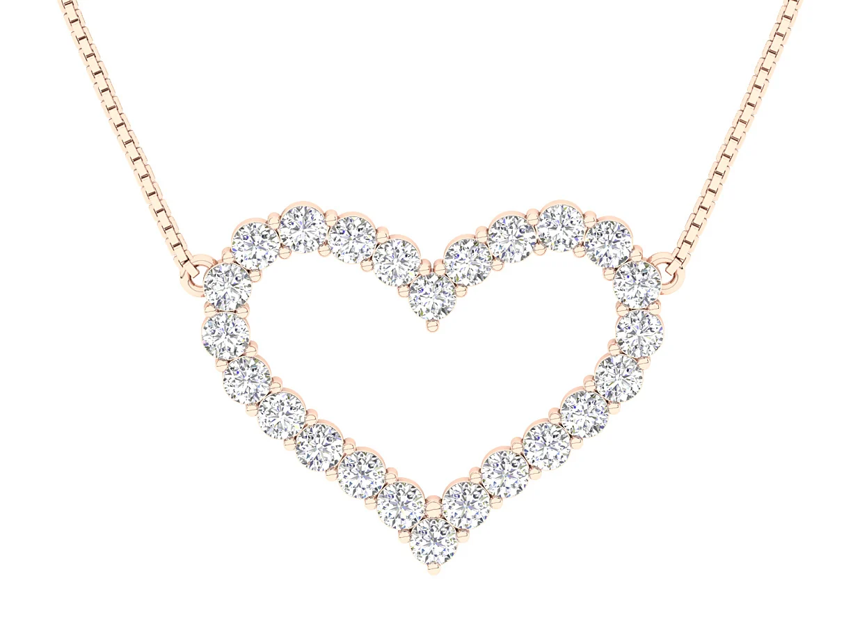 The Iris 2 Carat Round Diamond 14k White Gold Love Of Heart Pendant Necklace - Image 3