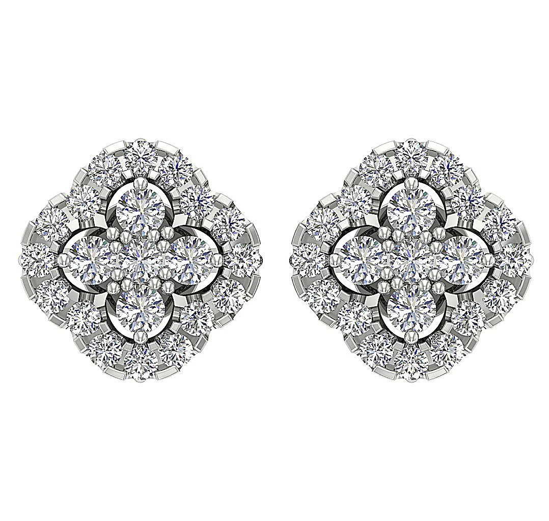 The Isaiah Excellent Round Cut Diamond 14k/18k Gold Designer Fashion Studs Earrings - Image 3