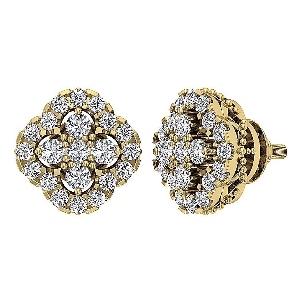 The Isaiah Excellent Round Cut Diamond 14k/18k Gold Designer Fashion Studs Earrings - Image 4