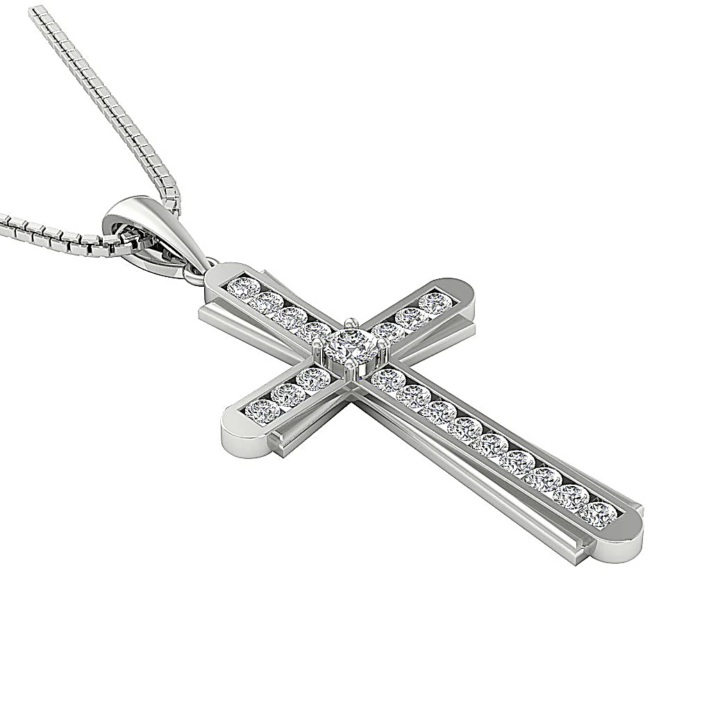 The Isaiah Sparkly Round Cut Diamond Rose Gold Cross Pendant 1.57 Inch - Image 10