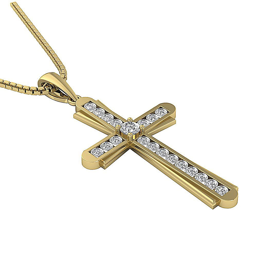 The Isaiah Sparkly Round Cut Diamond Rose Gold Cross Pendant 1.57 Inch - Image 11