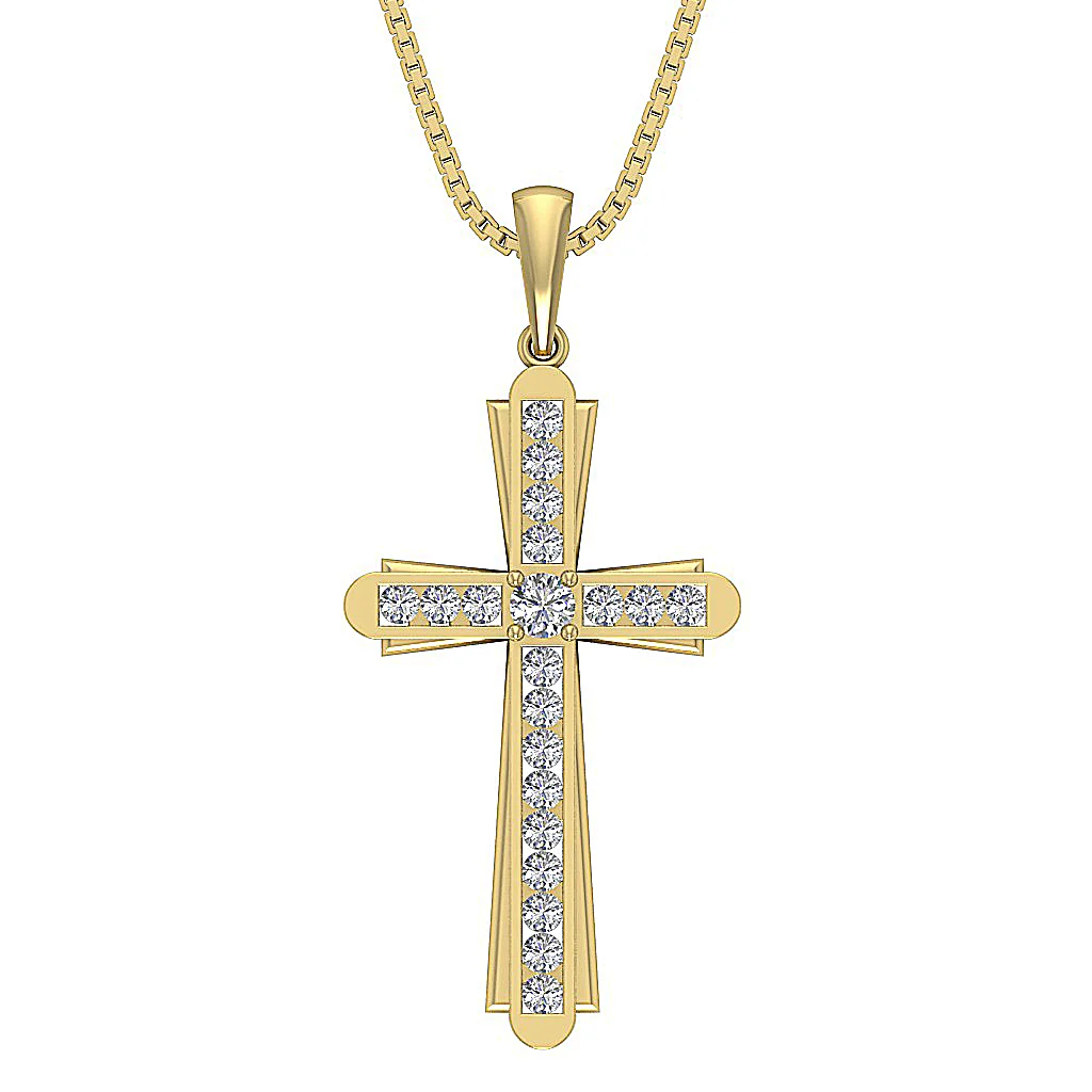 The Isaiah Sparkly Round Cut Diamond Rose Gold Cross Pendant 1.57 Inch - Image 3