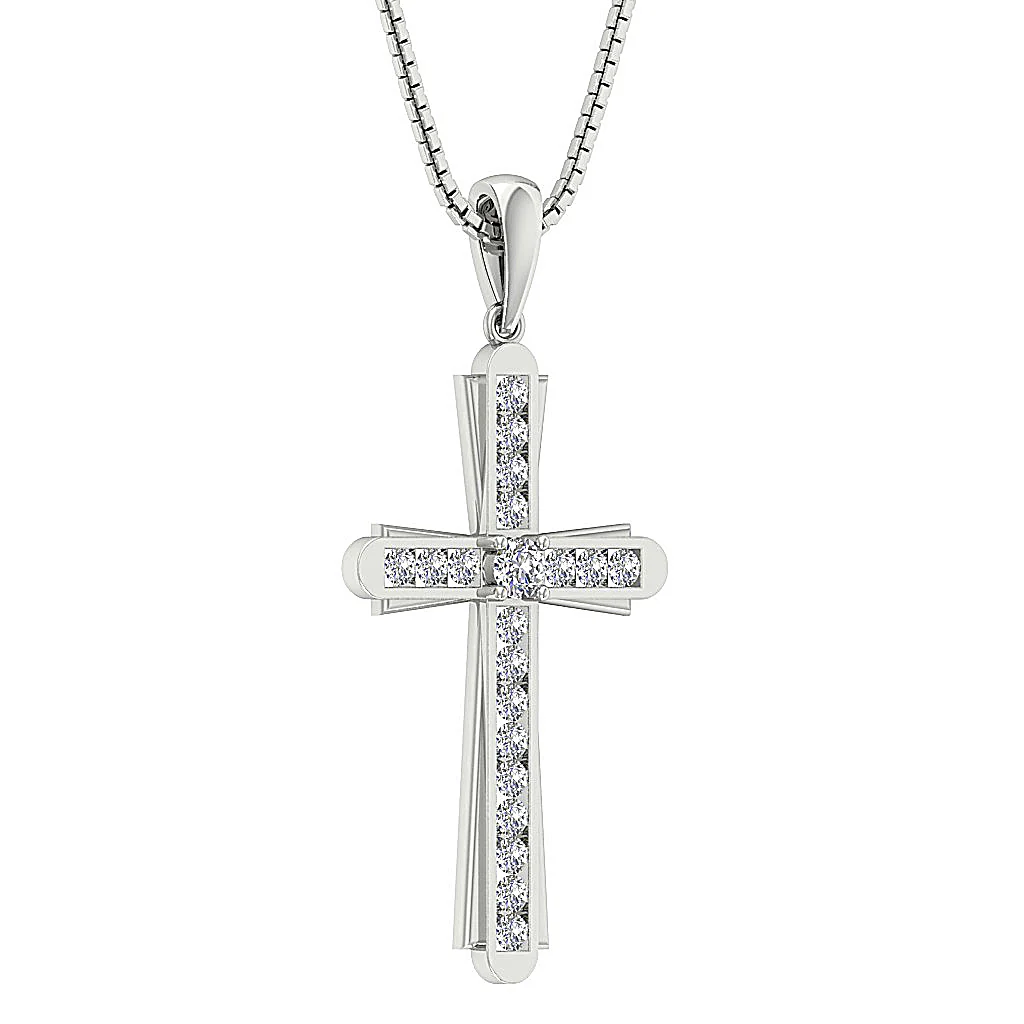 The Isaiah Sparkly Round Cut Diamond Rose Gold Cross Pendant 1.57 Inch - Image 4
