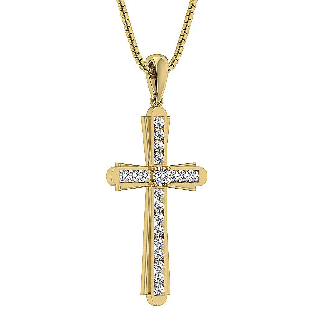 The Isaiah Sparkly Round Cut Diamond Rose Gold Cross Pendant 1.57 Inch - Image 5